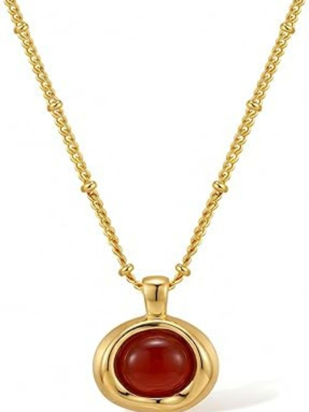NEW Chunky Gold Stone Pendant Necklace Chunk Gemstone Dangle Elegant Fashion